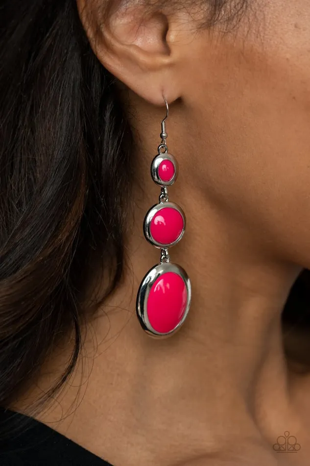 Earrings Paparazzi Jewelry Paparazzi Earring Retro Reality Pink
