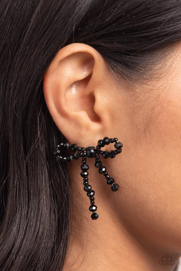 Earrings Paparazzi Jewelry Paparazzi Earring The BOW Must Go On Black