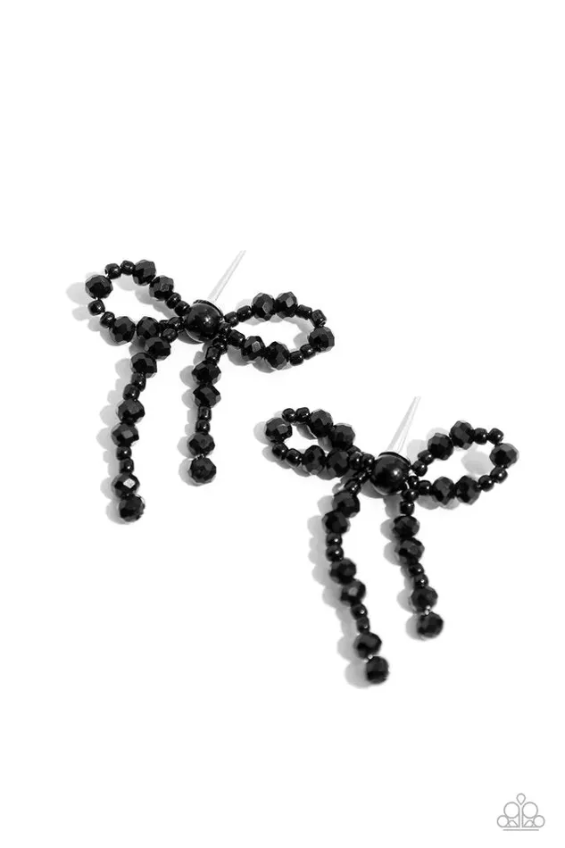 Earrings Paparazzi Jewelry Paparazzi Earring The BOW Must Go On Black Earrings Paparazzi Jewelry Paparazzi Earring The BOW Must Go On Black
