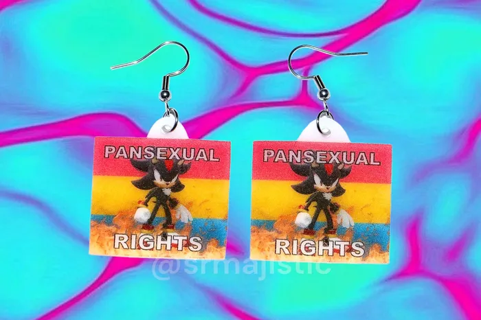 Earrings Sam Makes Things Shadow the Hedgehog Flaming Pride Flag Handmade Earrings