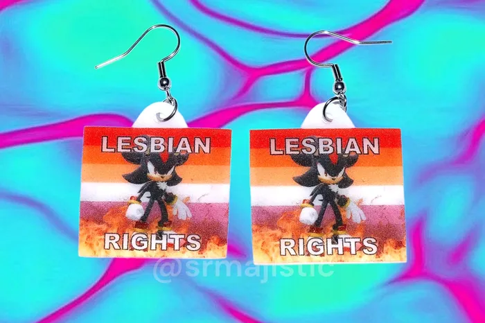Earrings Sam Makes Things Shadow the Hedgehog Flaming Pride Flag Handmade Earrings