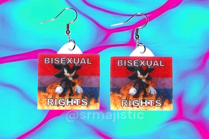 Earrings Sam Makes Things Shadow the Hedgehog Flaming Pride Flag Handmade Earrings