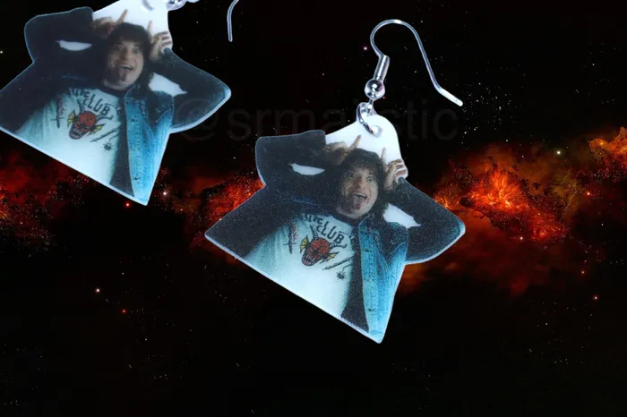 Earrings Sam Makes Things Stranger Things Eddie Munson Character Handmade Earrings Earrings Sam Makes Things Stranger Things Eddie Munson Character Handmade Earrings