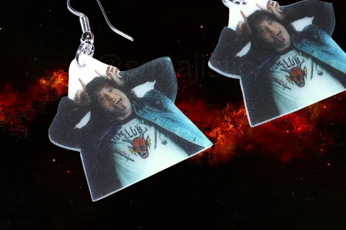 Earrings Sam Makes Things Stranger Things Eddie Munson Character Handmade Earrings Earrings Sam Makes Things Stranger Things Eddie Munson Character Handmade Earrings