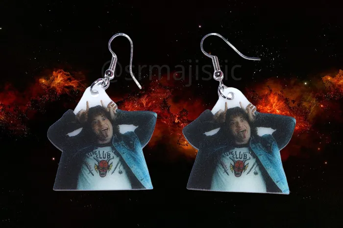 Earrings Sam Makes Things Stranger Things Eddie Munson Character Handmade Earrings Earrings Sam Makes Things Stranger Things Eddie Munson Character Handmade Earrings