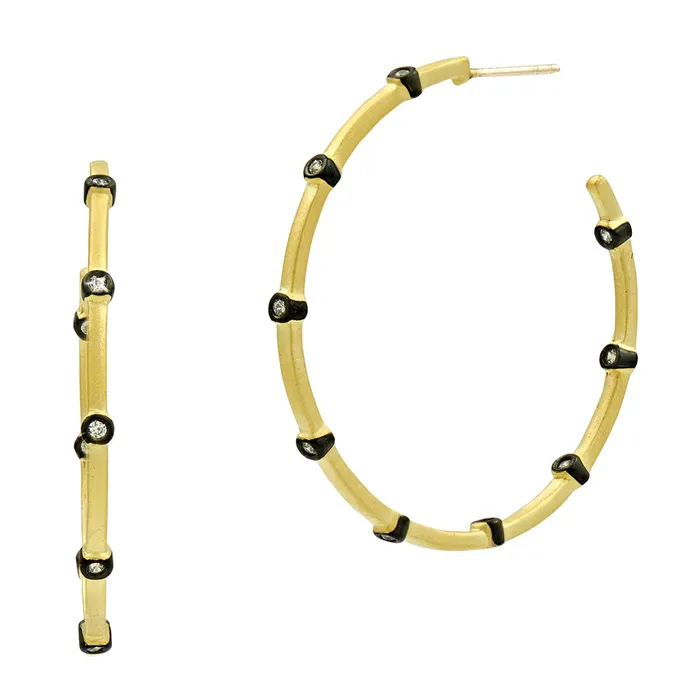 Freida Rothman Signature Thin Bezel Station Hoop Earrings Freida Rothman Earrings Freida Rothman Signature Thin Bezel Station Hoop Earrings Freida Rothman Earrings