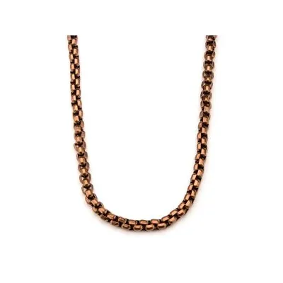 Inox 83mm Steel Brown IP Round Box Chain Necklace 24 inch Inox Necklaces