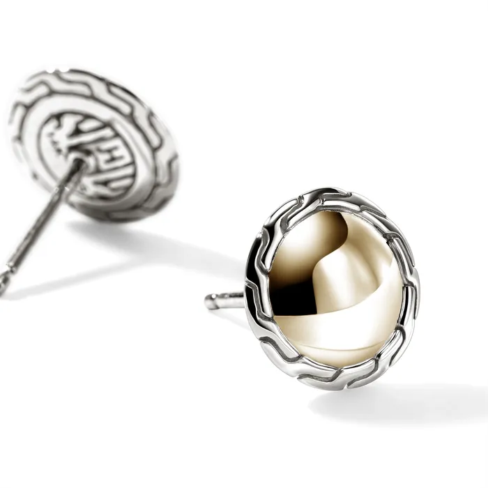 John Hardy John Hardy Essentials Silver and 14K Gold 10mm Stud Earrings Earrings John Hardy John Hardy Essentials Silver and 14K Gold 10mm Stud Earrings Earrings