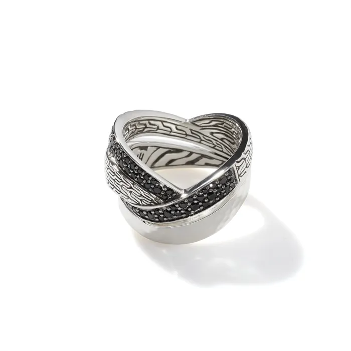 John Hardy Rings John Hardy Classic Chain Sterling Silver 14mm Band Ring with Black Sapphire Black Spinel John Hardy Rings John Hardy Classic Chain Sterling Silver 14mm Band Ring with Black Sapphire Black Spinel