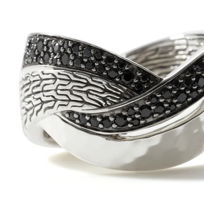John Hardy Rings John Hardy Classic Chain Sterling Silver 14mm Band Ring with Black Sapphire Black Spinel John Hardy Rings John Hardy Classic Chain Sterling Silver 14mm Band Ring with Black Sapphire Black Spinel