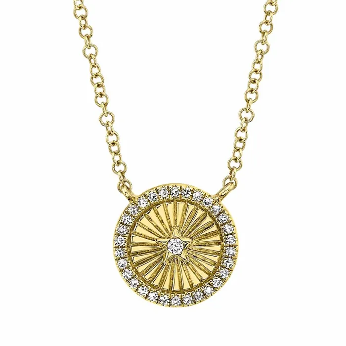 Meierotto Jewelers Necklaces 14K Yellow Gold Diamond Star Circle Necklace