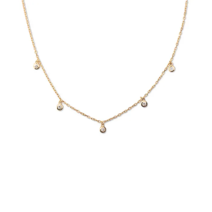 Necklaces 14k 5 Diamond Necklace 2mm RG