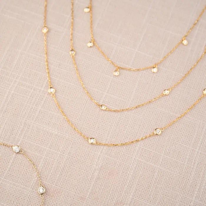 Necklaces 14k 5 Diamond Necklace 2mm RG
