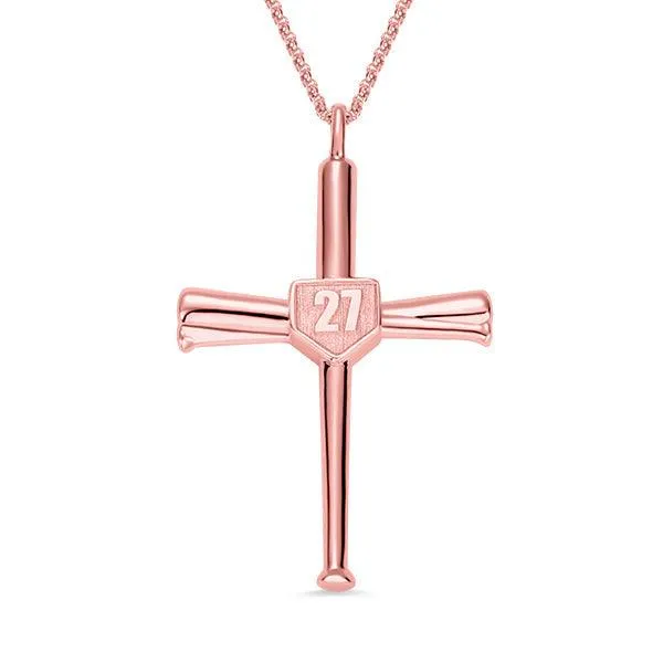 Necklaces Belbren Baseball Bat Pendant Necklace with Custom Initial and Number in Sterling Silver or Gold Plated