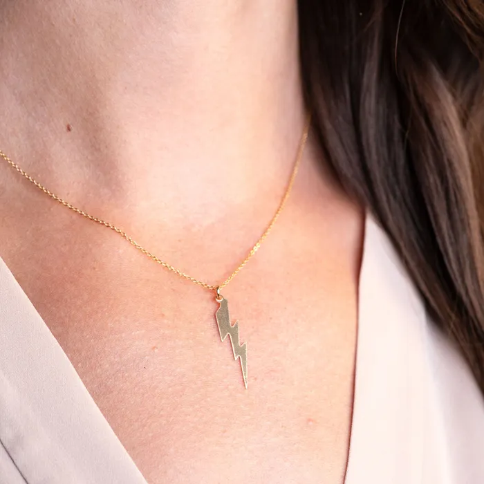 Necklaces Gold Filled Large Lightning Bolt Necklace The Rose Gypsy