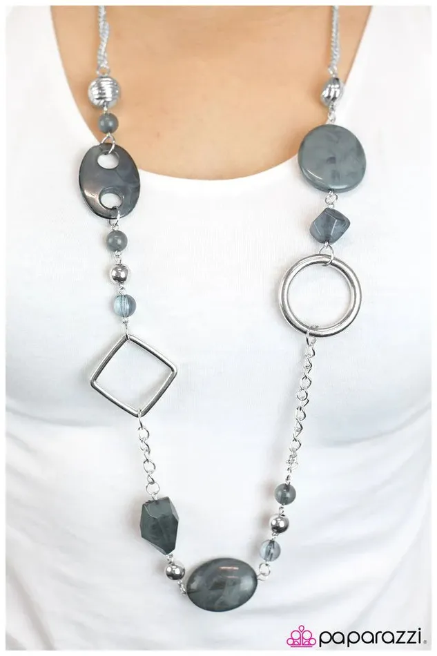 Necklaces Paparazzi Jewelry Paparazzi Necklace Shadow Dancer Silver