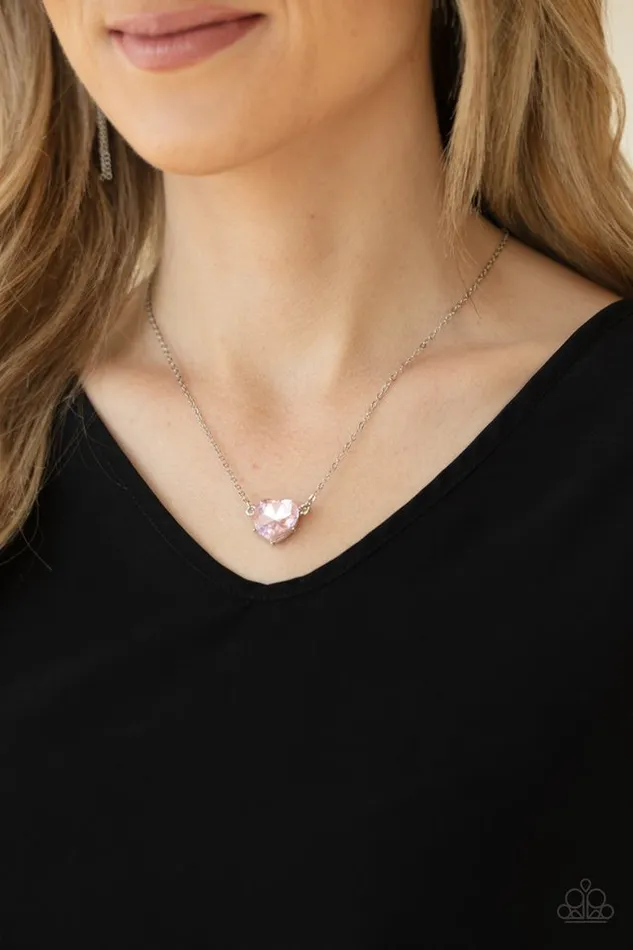 Necklaces Paparazzi Jewelry Paparazzi Necklace She Works HEART For The Money Pink