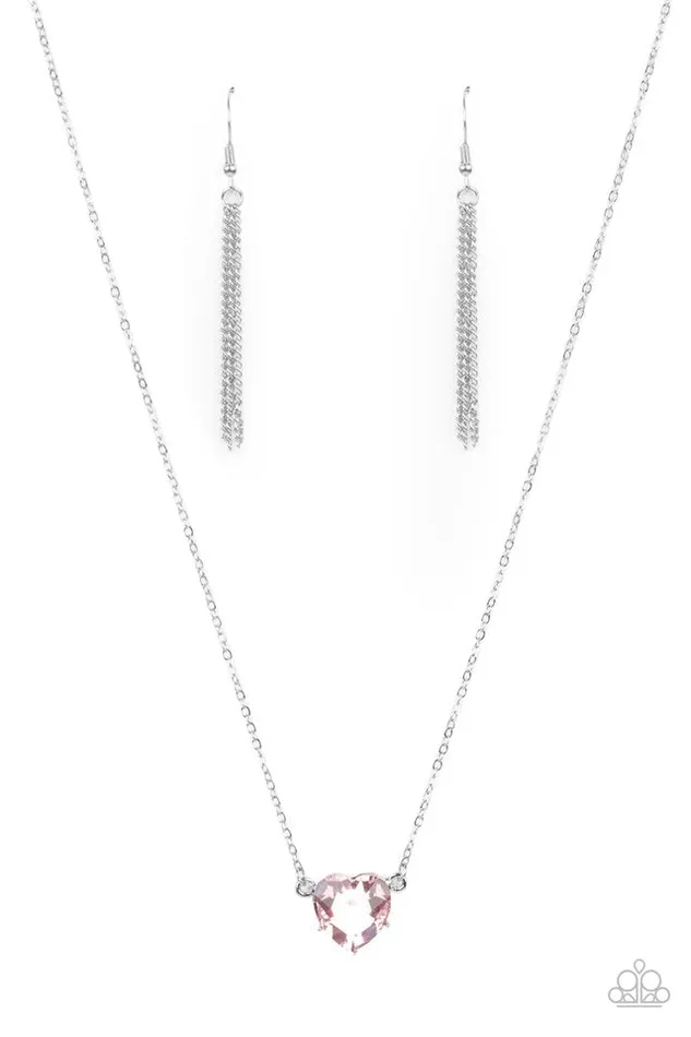 Necklaces Paparazzi Jewelry Paparazzi Necklace She Works HEART For The Money Pink