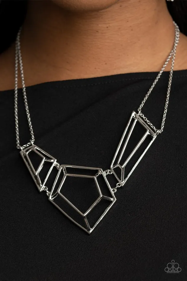 Necklaces Paparazzi Necklace 3D Drama Silver Paparazzi Jewelry