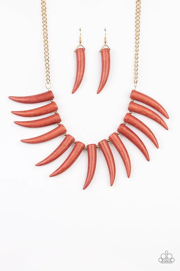 Necklaces Paparazzi Necklace Tusk Tundra Brown Paparazzi Jewelry