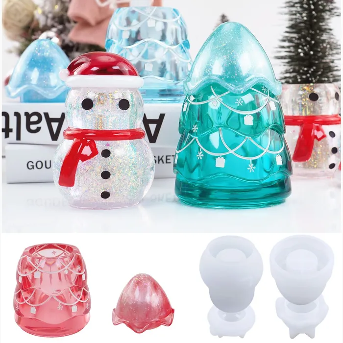 Necklaces Snowman Christmas Tree Storage Box Resin Molds IntoResin