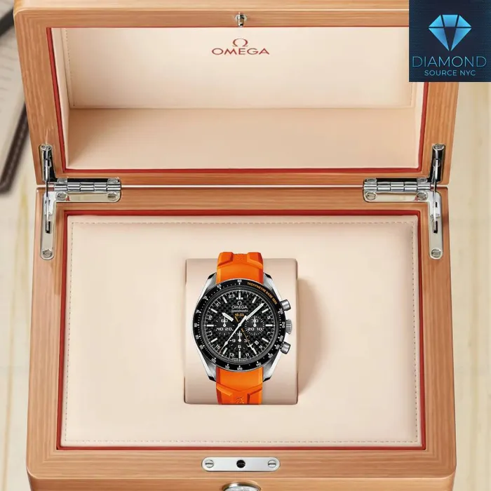 Omega Bracelets Omega Speedmaster HBSIA GMT Chronograph SOLAR IMPULSE 4425mm Watch Ref 32192445201003 Black Dial Orange Rubber Bracelet