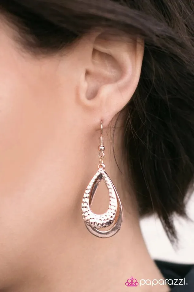 Paparazzi Earring As The Tears Go By Rose Gold Paparazzi Jewelry Earrings