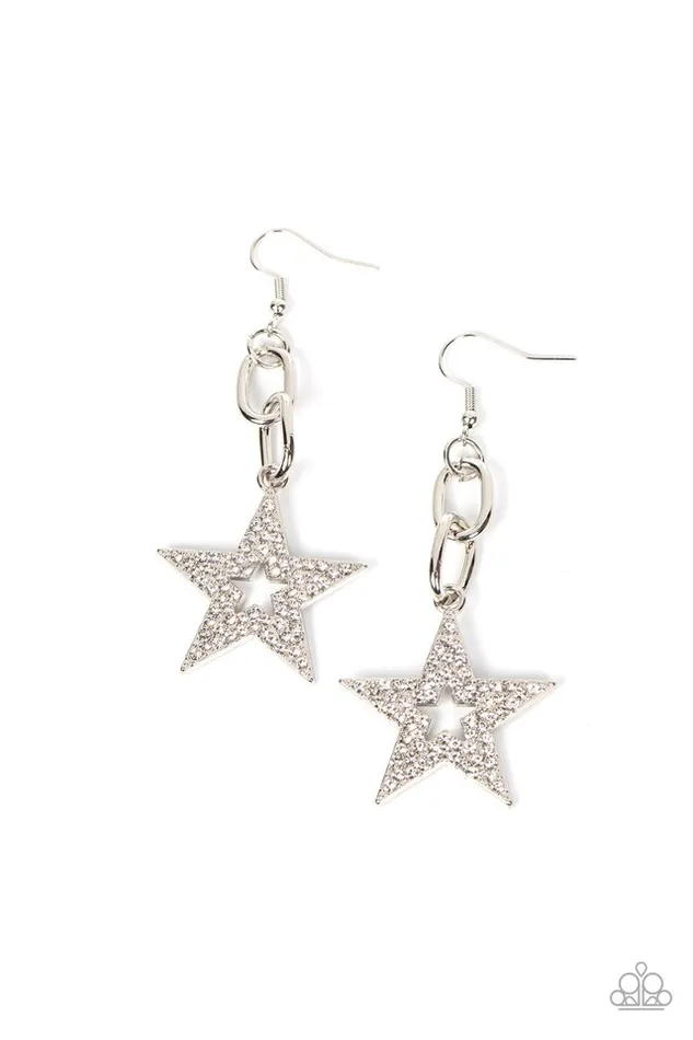 Paparazzi Earring Cosmic Celebrity White Paparazzi Jewelry Earrings Paparazzi Earring Cosmic Celebrity White Paparazzi Jewelry Earrings