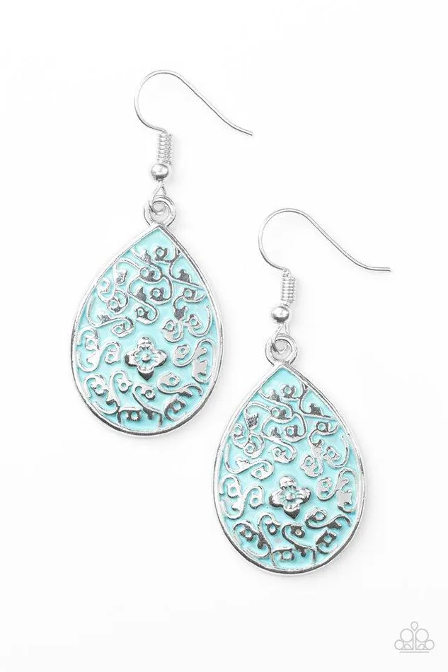 Paparazzi Earring Flirty Flower Girl Blue Paparazzi Jewelry Earrings