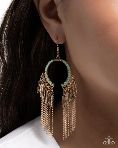 Paparazzi Earring FreeSpirited Fringe Green Paparazzi Jewelry Earrings