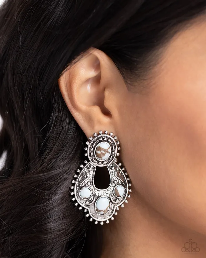 Paparazzi Earring Handcrafted Horseshoe Blue Paparazzi Jewelry Earrings