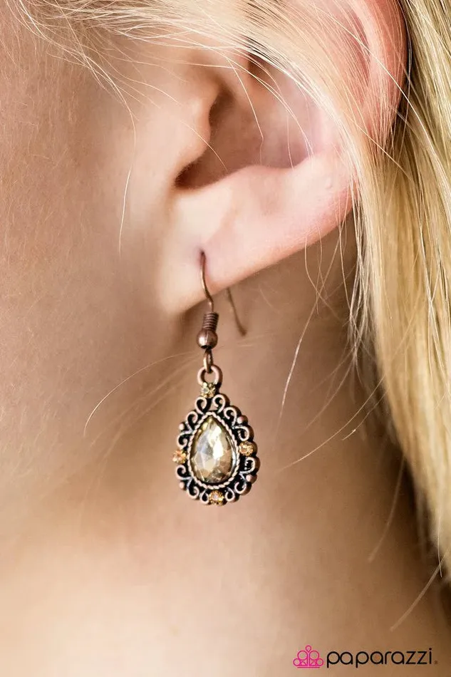 Paparazzi Earring I Dont Cry I Sparkle Copper Paparazzi Jewelry Earrings