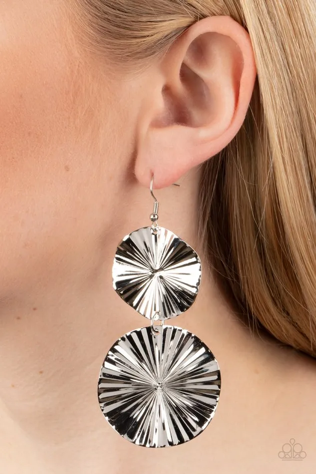 Paparazzi Earring In Your Wildest FANtasy Silver Paparazzi Jewelry Earrings