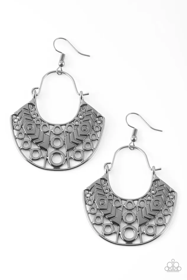 Paparazzi Earring Indigenous Idol Black Paparazzi Jewelry Earrings