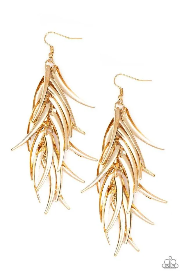 Paparazzi Earring Tasseled Talons Gold Paparazzi Jewelry Earrings