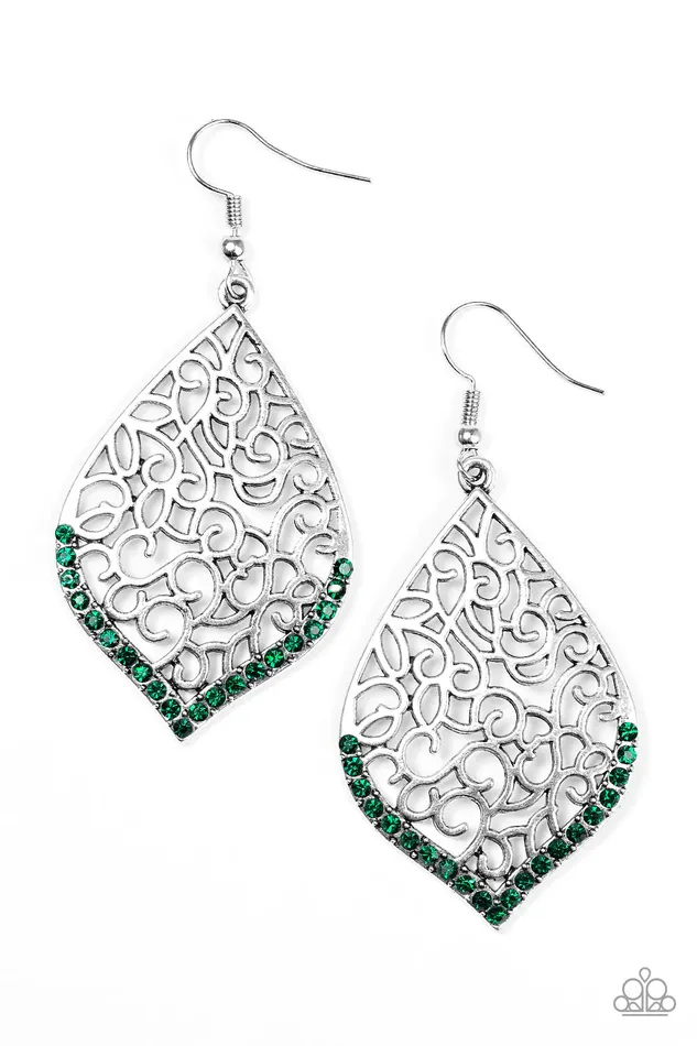 Paparazzi Earring Where I Want To BEAM Green Paparazzi Jewelry Earrings