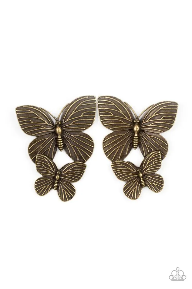 Paparazzi Jewelry Earrings Paparazzi Earring Blushing Butterflies Brass Paparazzi Jewelry Earrings Paparazzi Earring Blushing Butterflies Brass