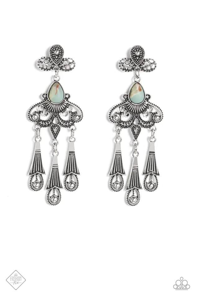 Paparazzi Jewelry Earrings Paparazzi Earring Revered Rustic Blue Paparazzi Jewelry Earrings Paparazzi Earring Revered Rustic Blue