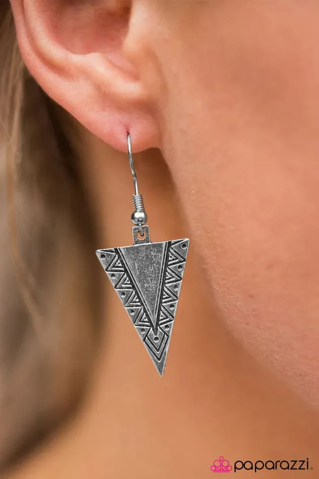 Paparazzi Jewelry Earrings Paparazzi Earring Sharpen Up Silver
