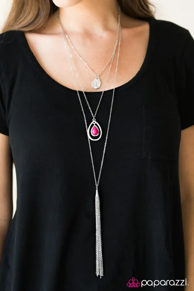 Paparazzi Jewelry Necklaces Paparazzi Necklace Fire and Rain Pink