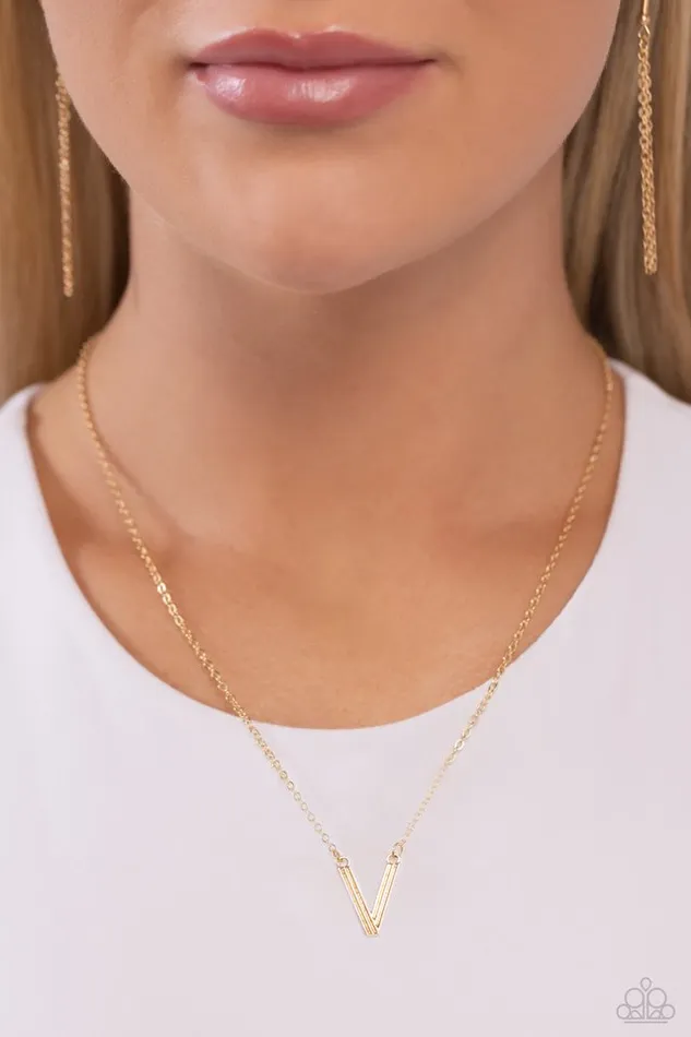Paparazzi Jewelry Necklaces Paparazzi Necklace Leave Your Initials Gold V