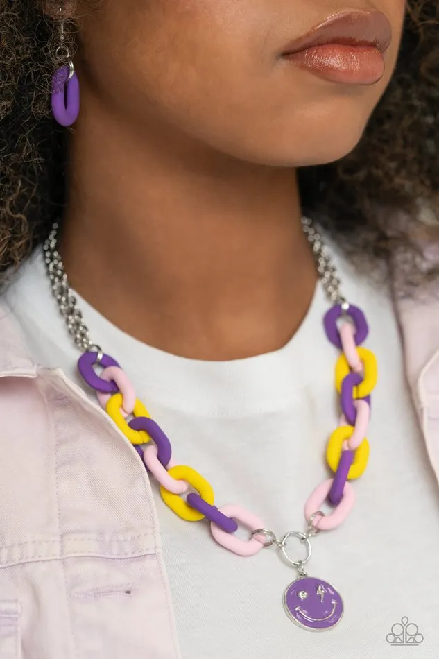 Paparazzi Jewelry Necklaces Paparazzi Necklace Speed SMILE Purple