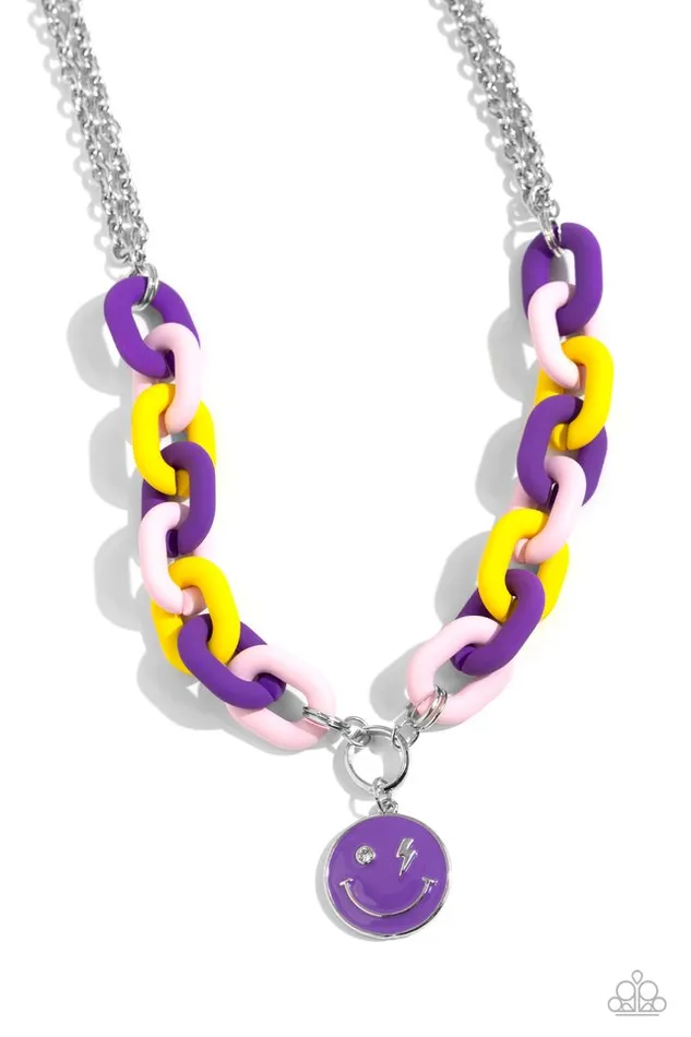 Paparazzi Jewelry Necklaces Paparazzi Necklace Speed SMILE Purple