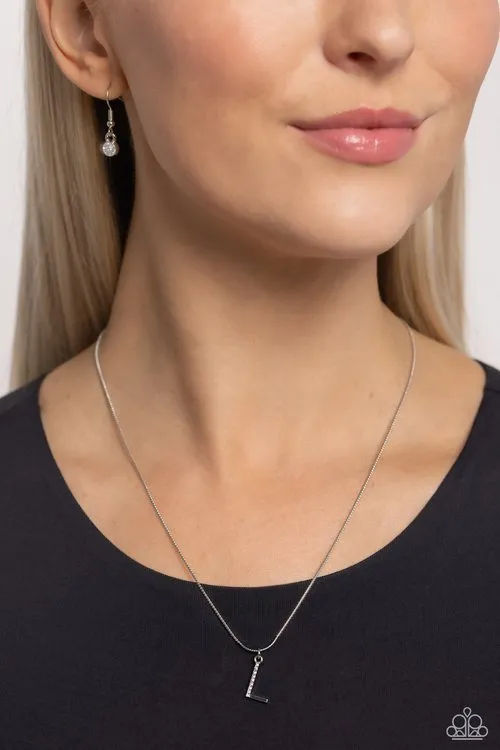 Paparazzi Necklace Letter of the Law White L White Paparazzi Jewelry Necklaces