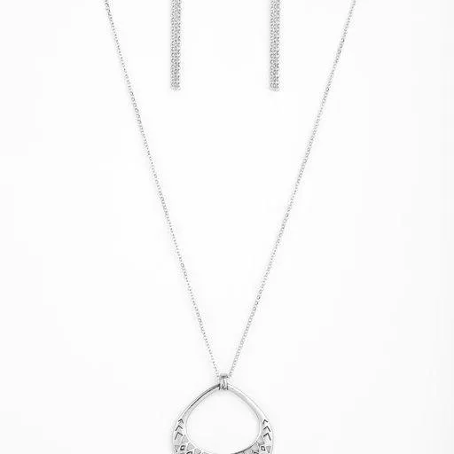 Paparazzi Necklace Prehistoric Drama Silver Paparazzi Jewelry Necklaces