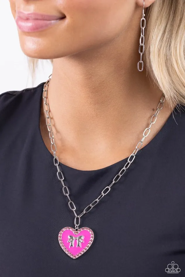 Paparazzi Necklace Romantic Gesture Pink Paparazzi Jewelry Necklaces