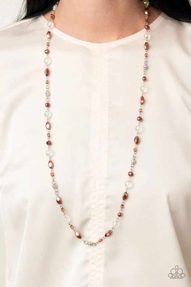 Paparazzi Necklace Twinkling Treasures Brown Paparazzi Jewelry Necklaces