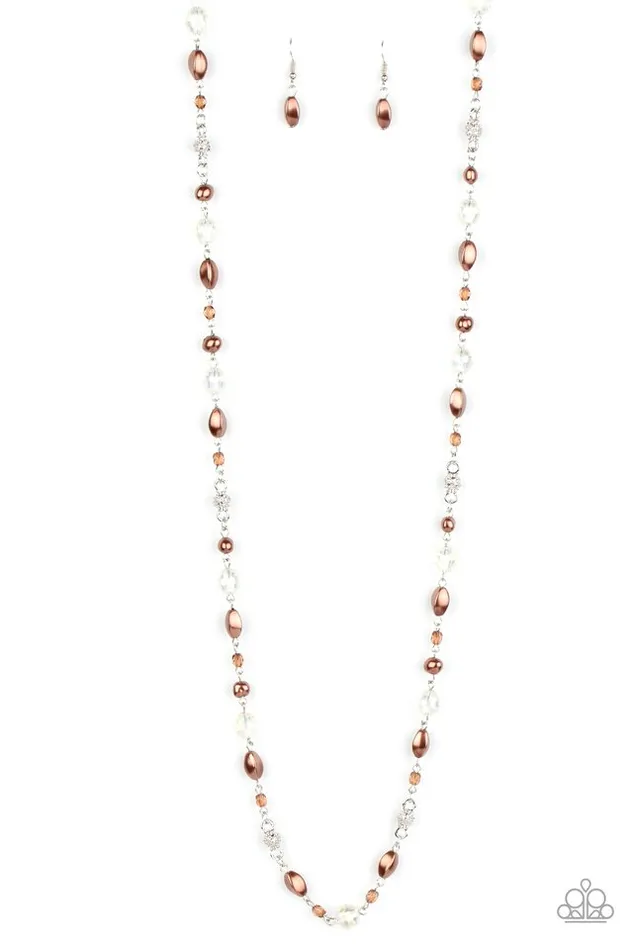 Paparazzi Necklace Twinkling Treasures Brown Paparazzi Jewelry Necklaces