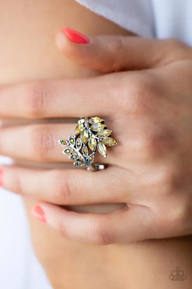 Paparazzi Ring Glowing Gardenista Yellow Paparazzi Jewelry Rings