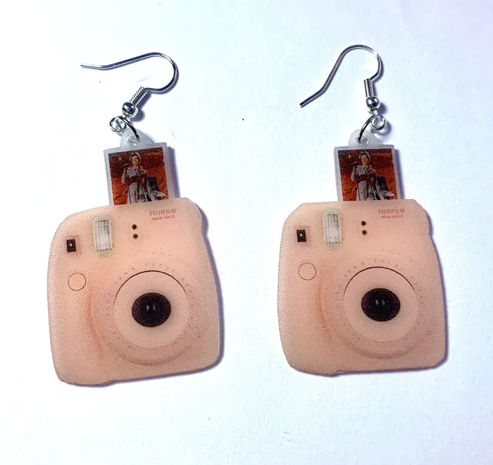 Polaroid Camera Signed picture Handmade Earrings Sam Makes Things Earrings